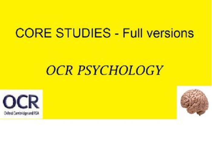 Core Studies (A LEVEL) -OCR Psychology | Teaching Resources