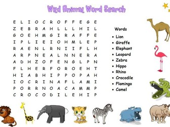 Wild Animal Word Search