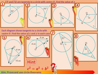 Circle Theorems - Sequence of Lessons - 9 Theorems with Questions and Answers.