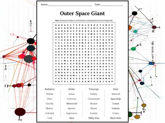 Outer Space Giant Word Search Puzzle Worksheet Activity