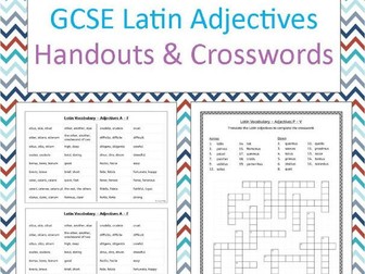 Latin adjectives handouts and crosswords - No Prep b/w