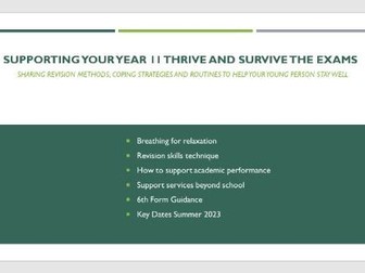 Supporting your Year 11 Thrive and Survive the Exam Season Wellbeing Focus and Healthy Routines