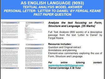 SAMPLE TEXT ANALYSIS OF PERSONAL LETTER: CAIE AS ENGLISH LANGUAGE (9093)