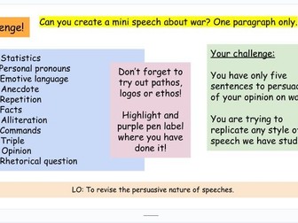 Speech writing and analysis SOW