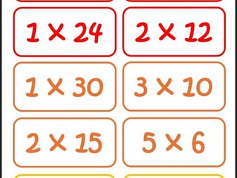 Times Table Snap Cards