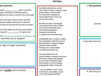 Kamikaze (Power & Conflict) Poetry Analysis Worksheet
