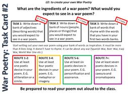 War poetry homework task image