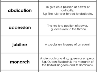 Royal Jubilee Vocabulary
