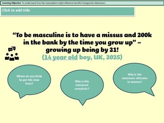 Misogyny and Subcultures KS4 PSHE Lesson