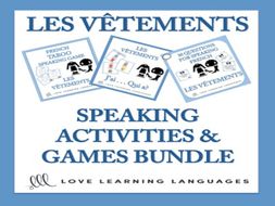 GCSE FRENCH: Bundle and Save: Les Vêtements - Vocabulary Speaking Activities and Games 3-PACK