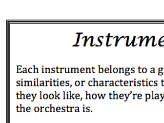 KS2 Instruments of the Orchestra Home Learning