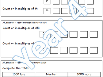 Year 4 Maths AfL Exit Passes