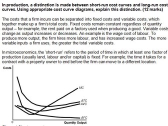 A Level Economics Model Essay: Production, Costs (short run and long run), Monopoly
