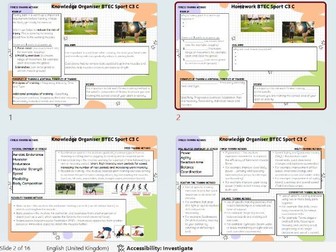 BTEC Sport (Tech Award 2022) Knowledge Organiser and Homework tasks - Component 3 Learning Aim C