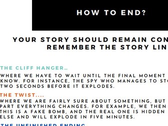 How to end a story? Story Endings sheet.