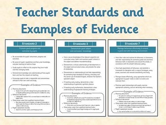 Teacher Standards and Evidence Examples - Cover Sheets