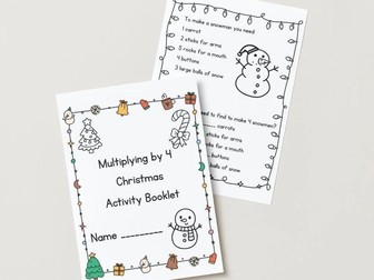 Multiplying by 4 – Christmas Maths Activity Booklet (12 pages + colouring fun!)