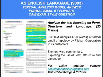 SAMPLE TEXT ANALYSIS OF FORMAL EMAIL:  CAIE AS ENGLISH LANGUAGE (9093)