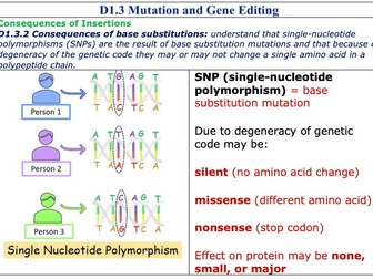 D1.3 Mutation and Gene Editing REVISION SUMMARY