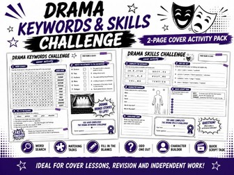 Drama Keywords and Skills Challenge: Cover Activity Pack