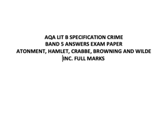 AQA Lit B Crime Exam paper full marks