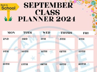 Monthly Classroom Display Calendar