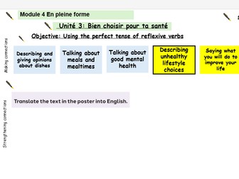 New French AQA Higher GCSE Module 4 En pleine forme Unit 3 Bien choisir pour ta santé