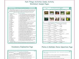 Park Things-Activities Combo Activity Worksheets
