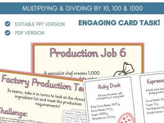 Multiplying & Dividing by 10, 100 & 1000 | Measurements | Card Task Activity