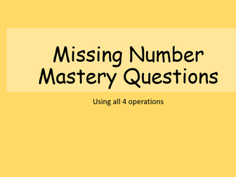 Equivalence Mastery Problems - all four operations