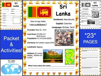 SRI LANKA History & Geography, Travel The World Worksheet
