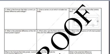 AQA GCSE New Spec Electricity Revision Mat