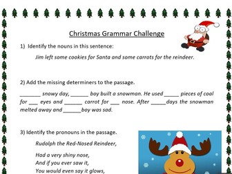 Christmas grammar challenge for upper key stage 2