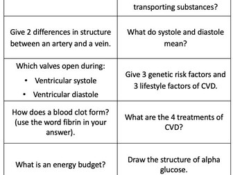 Revision cards (ready to print) - For AS Biology - Edexcel A SNAB - Topics 1-4