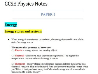 Grade 9 GCSE Physics Triple Paper 1 notes