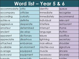 Word List for Year 5 & 6