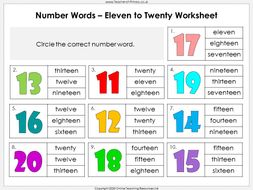 Number Words - Eleven to Twenty | Teaching Resources