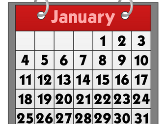 Calendar 2020, 2021, Months, Days of the Week