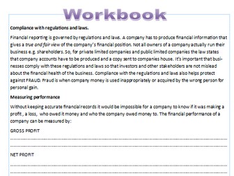 BTEC Level 3 Business Unit 3 Personal and Business Finance Workbook for new 2016 syllabus