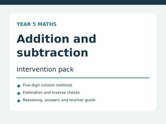 Year 5 Addition and Subtraction Intervention