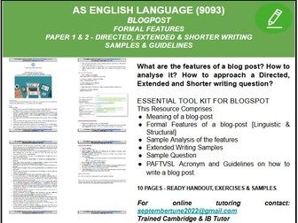 FEATURES, ANALYSIS & WRITING OF BLOGPOSTS: CAIE AS ENGLISH LANG (9093)