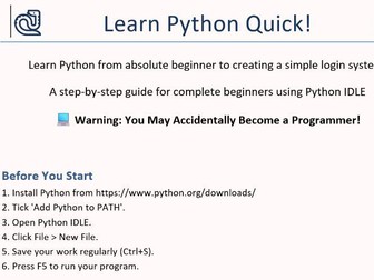 Quick Learn Python - Summer holiday work?