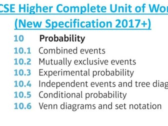 GCSE Higher (Unit 10): Probability