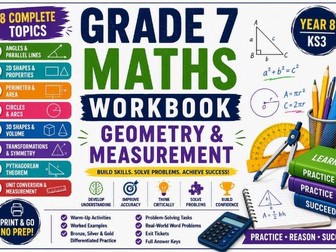 Grade 7 Maths Workbook: Geometry & Measurement | 8 Complete Topics | Worksheets & Answer Keys