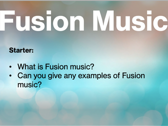 Fusion  lesson - GCSE Music Eduqas