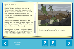 The World Wars Interactive Information Book and Questions - Reading Level B - KS2