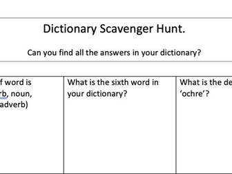 Dictionary Scavenger Hunt