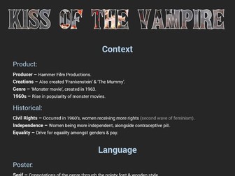 Media Fact Sheet - Kiss of the Vampire