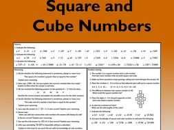 Square and Cube Numbers Problem Solving Mastery Worksheet | Teaching ...