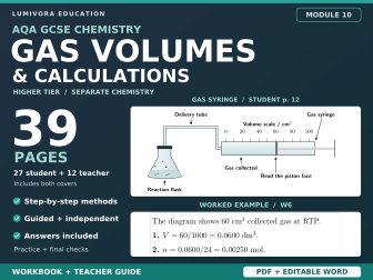 AQA GCSE Chemistry Gas Volume Calculations Workbook & Answers | Higher